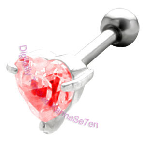 Crystal Heart - Red Upper Ear Stud